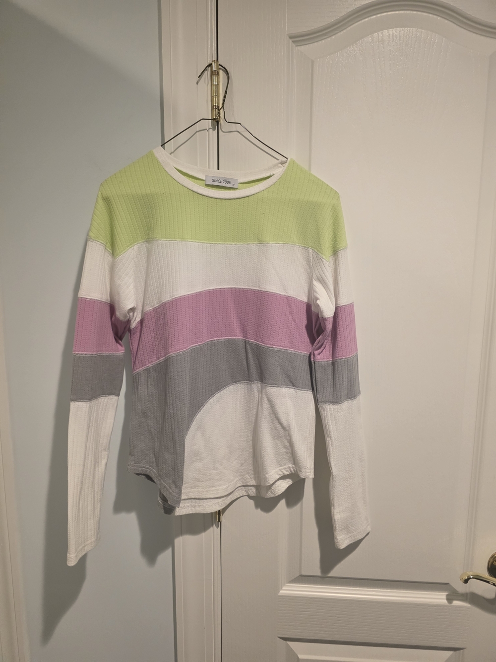 Colorblock Long Sleeve Tee - Lime, Pink & Gray